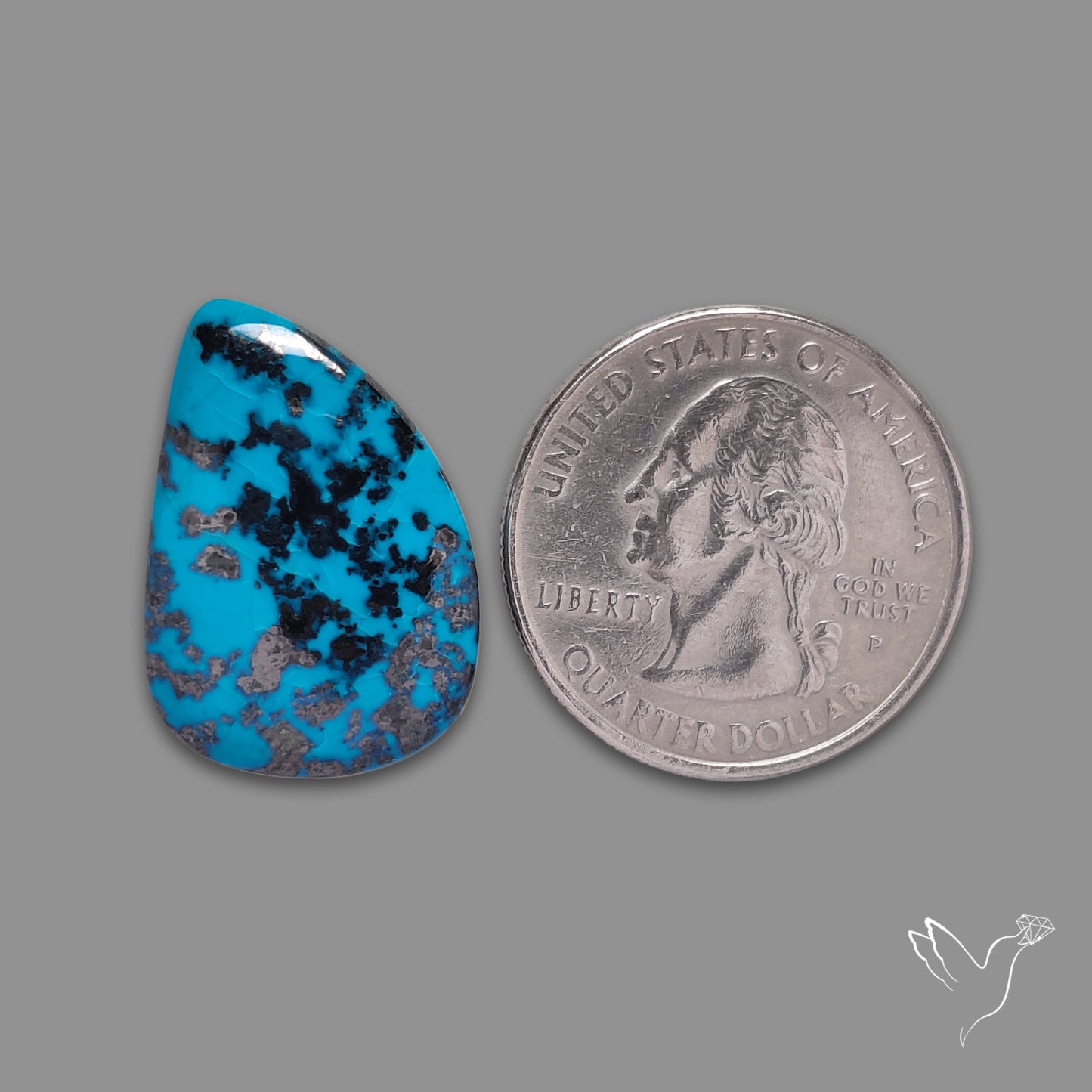 Chrysocolla with Hematite Cabochon