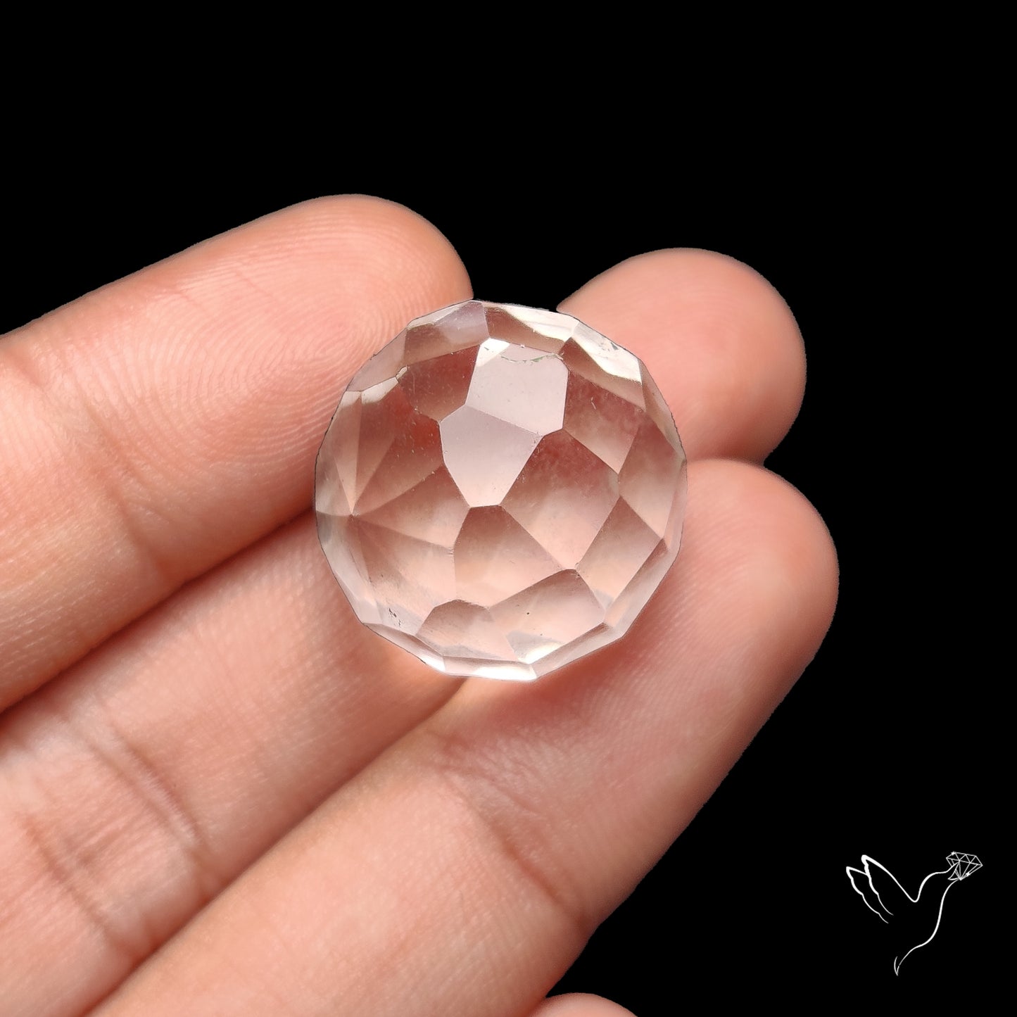 Checkerboard Cut Himalayan Quartz Ball Carving
