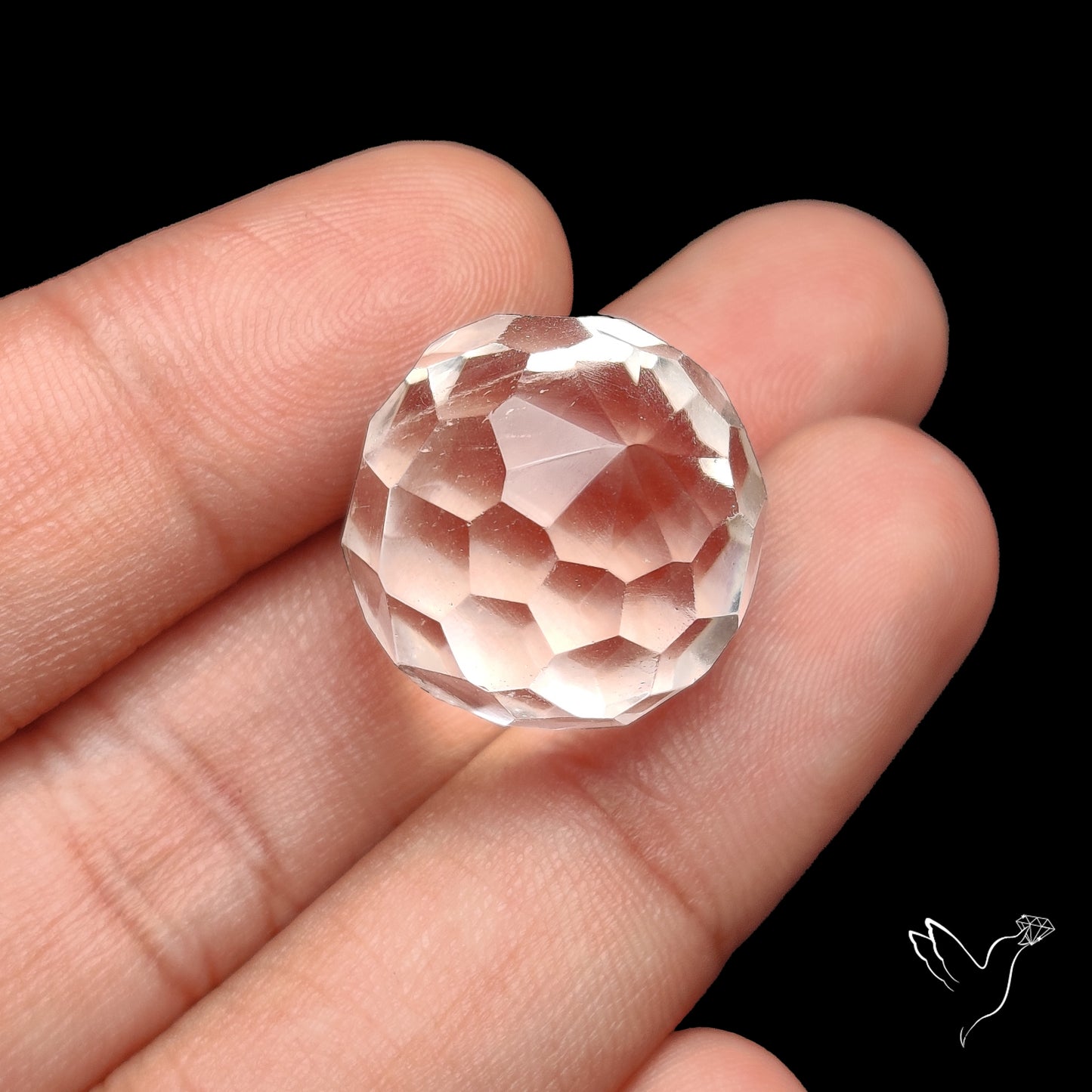 Checkerboard Cut Himalayan Quartz Ball Carving