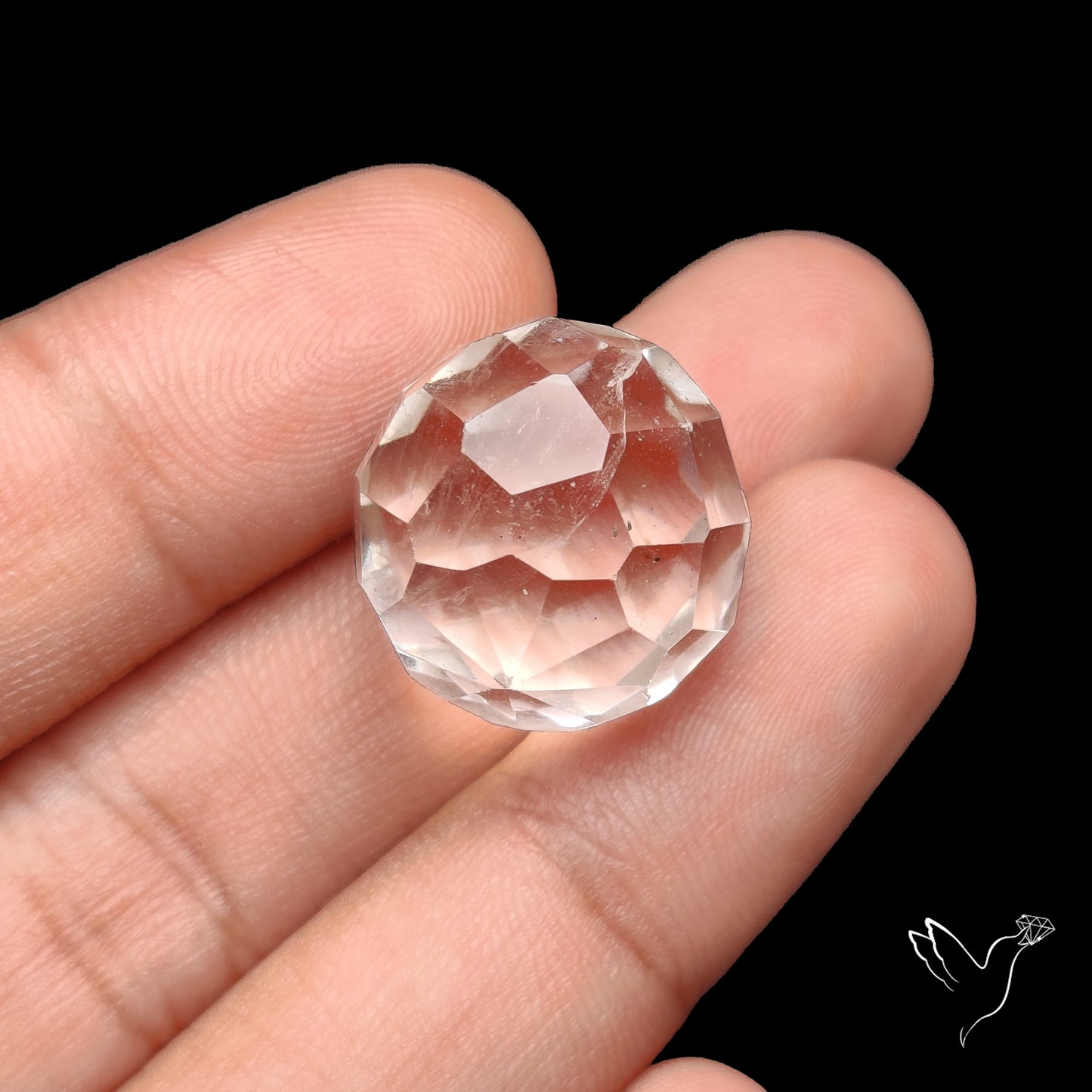 Checkerboard Cut Himalayan Quartz Ball Carving