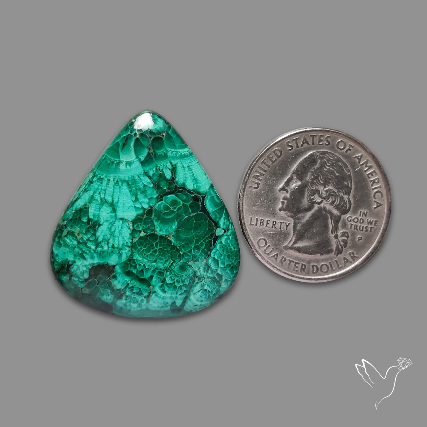 Malachite Cabochon with Rare Chattoyancy