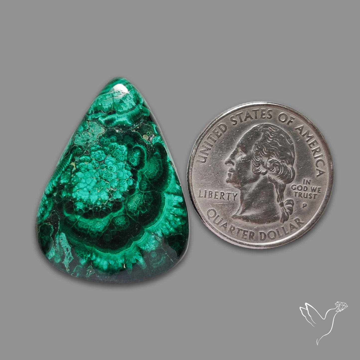 Malachite Cabochon with Rare Chattoyancy