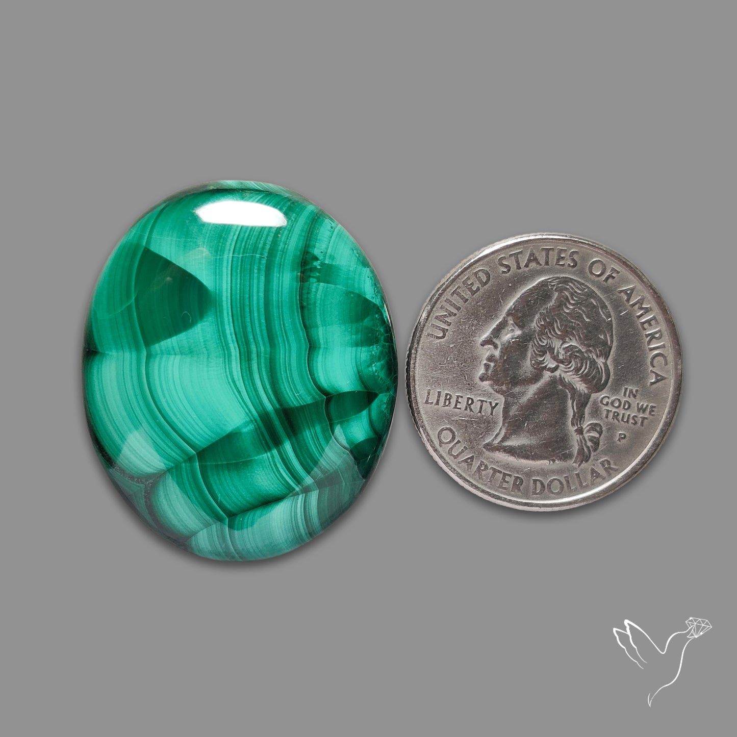 Malachite Cabochon with Rare Chattoyancy