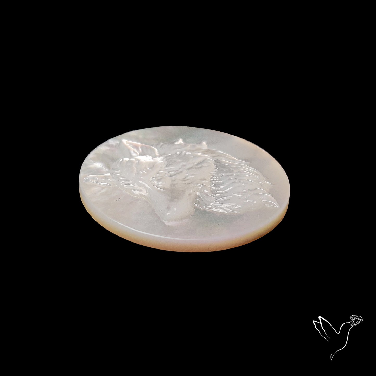 Mother Of Pearl Wolf Carving