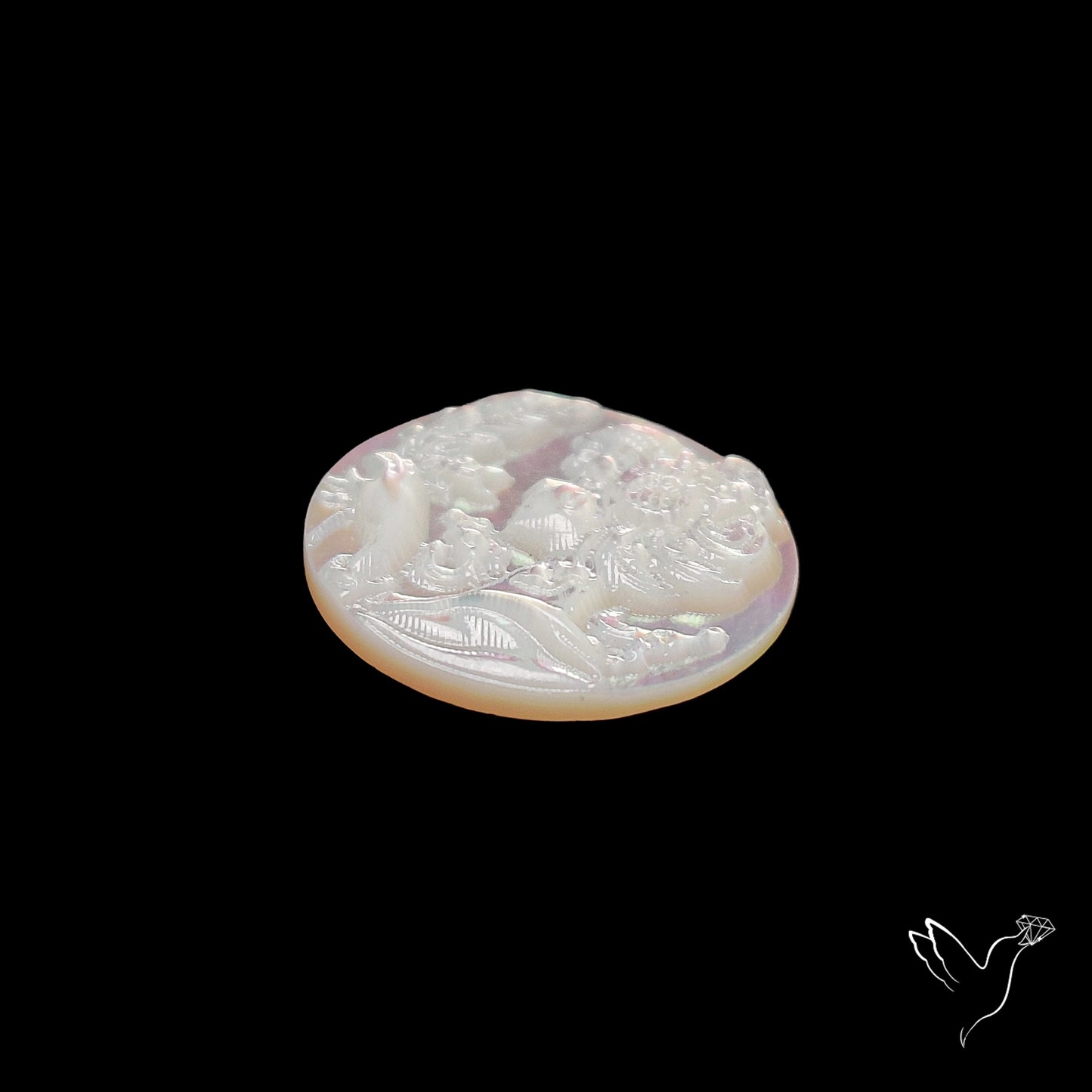 Mother Of Pearl Lady Cameo Carving Pair