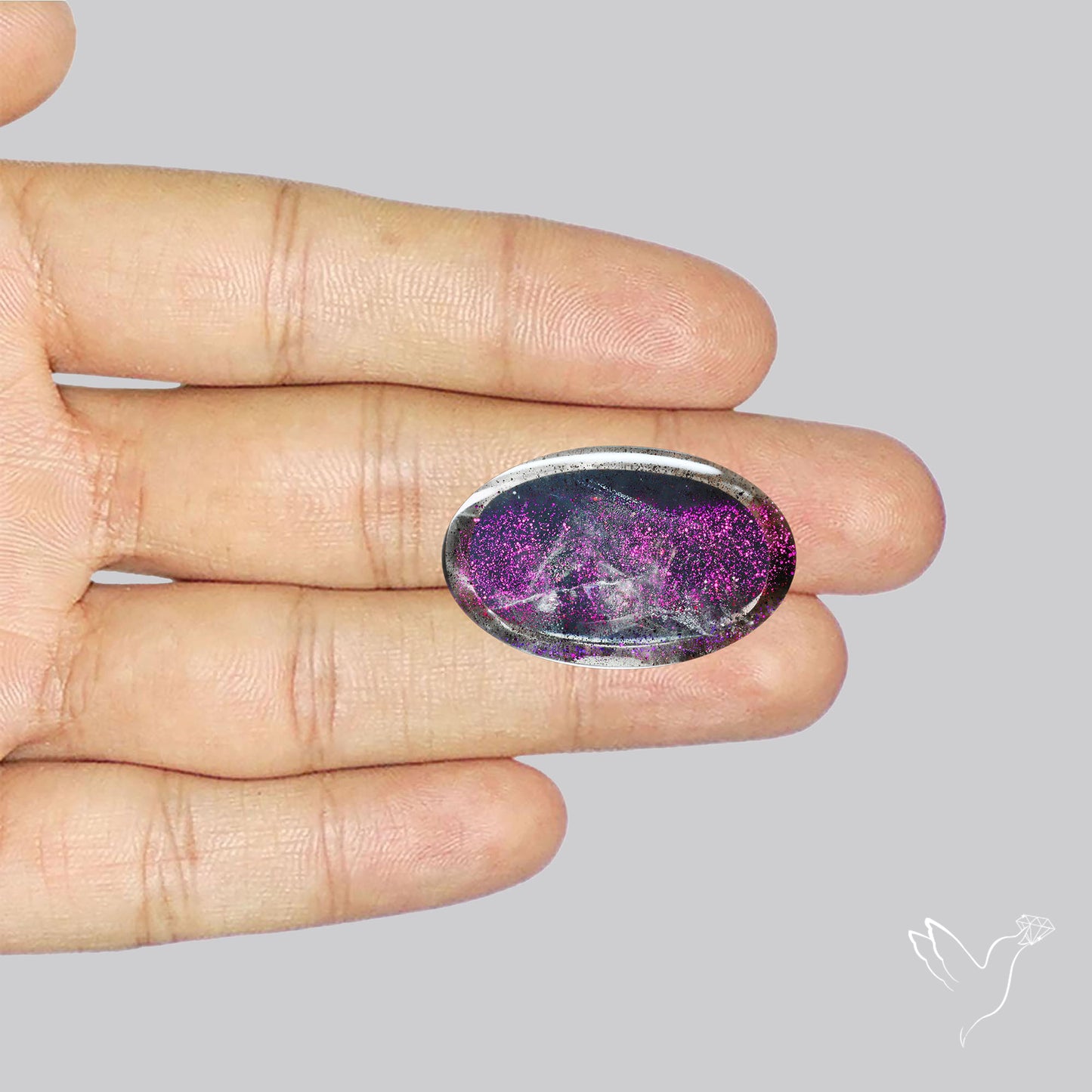 Rare Brazilian Pink Fire Covellite aka Pink Fire Quartz Cabochon