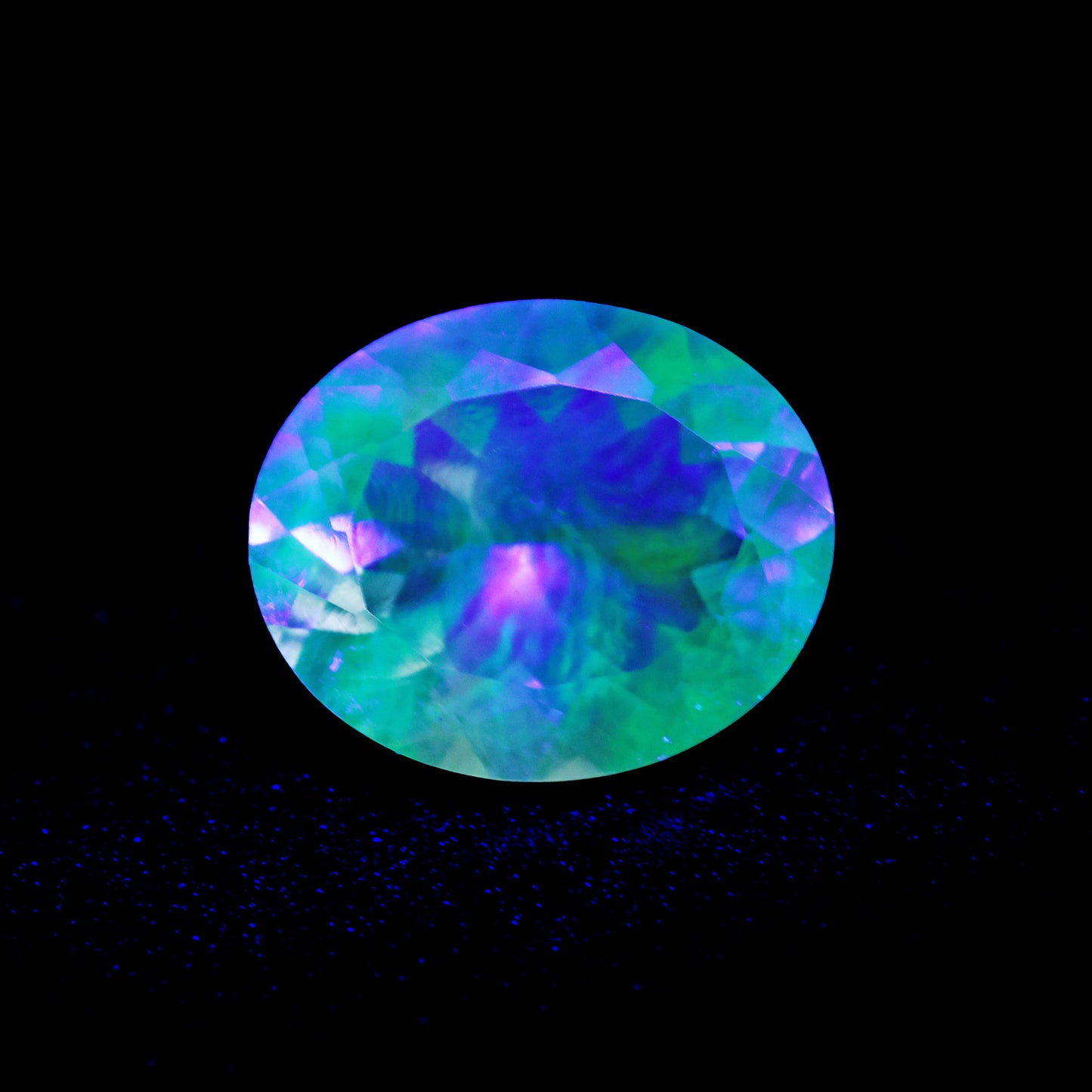 Hyalite Opal Faceted Fluorescent under UV Light