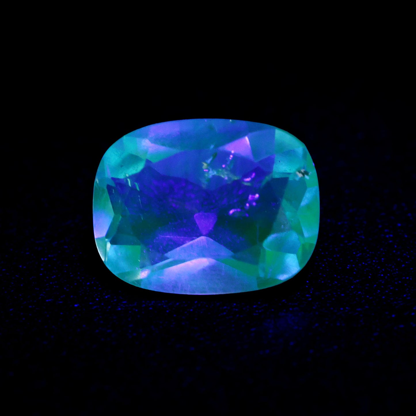 Hyalite Opal Faceted Fluorescent under UV Light