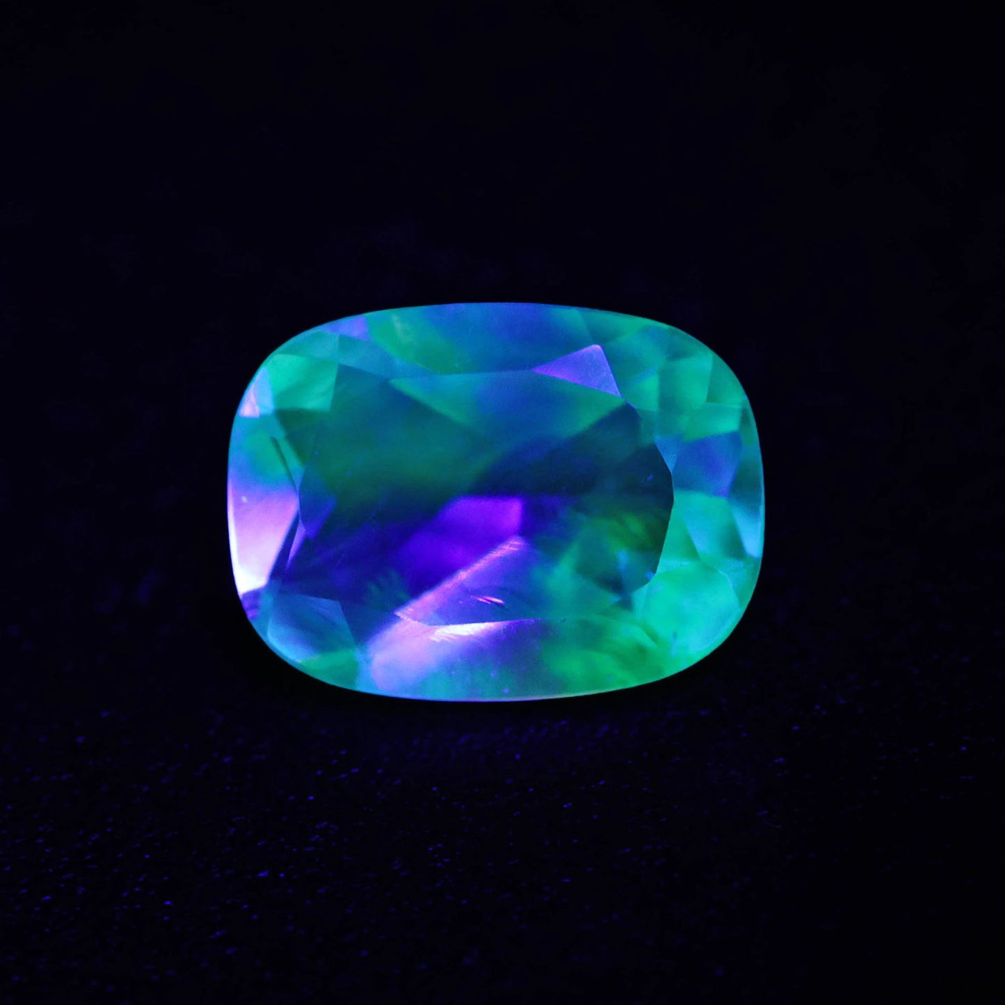 Hyalite Opal Faceted Fluorescent under UV Light