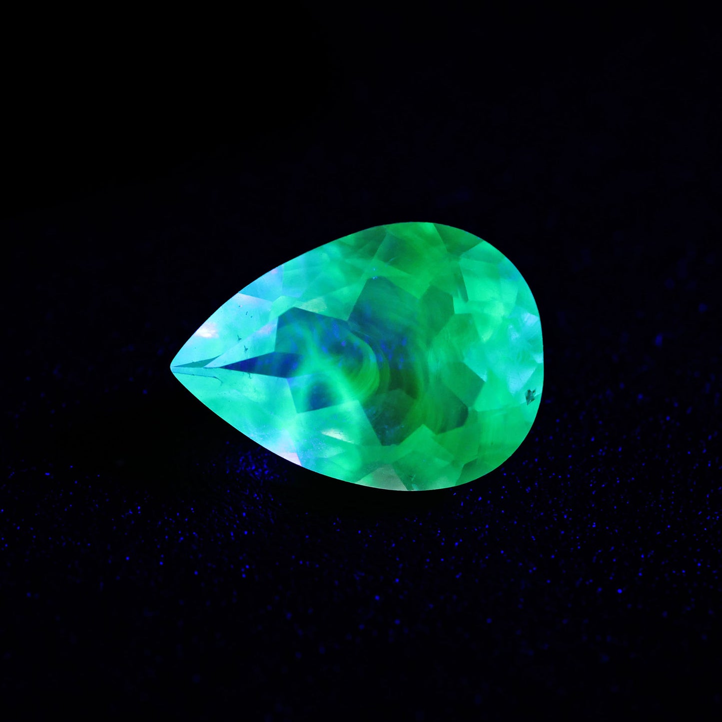 Hyalite Opal Faceted Fluorescent under UV Light