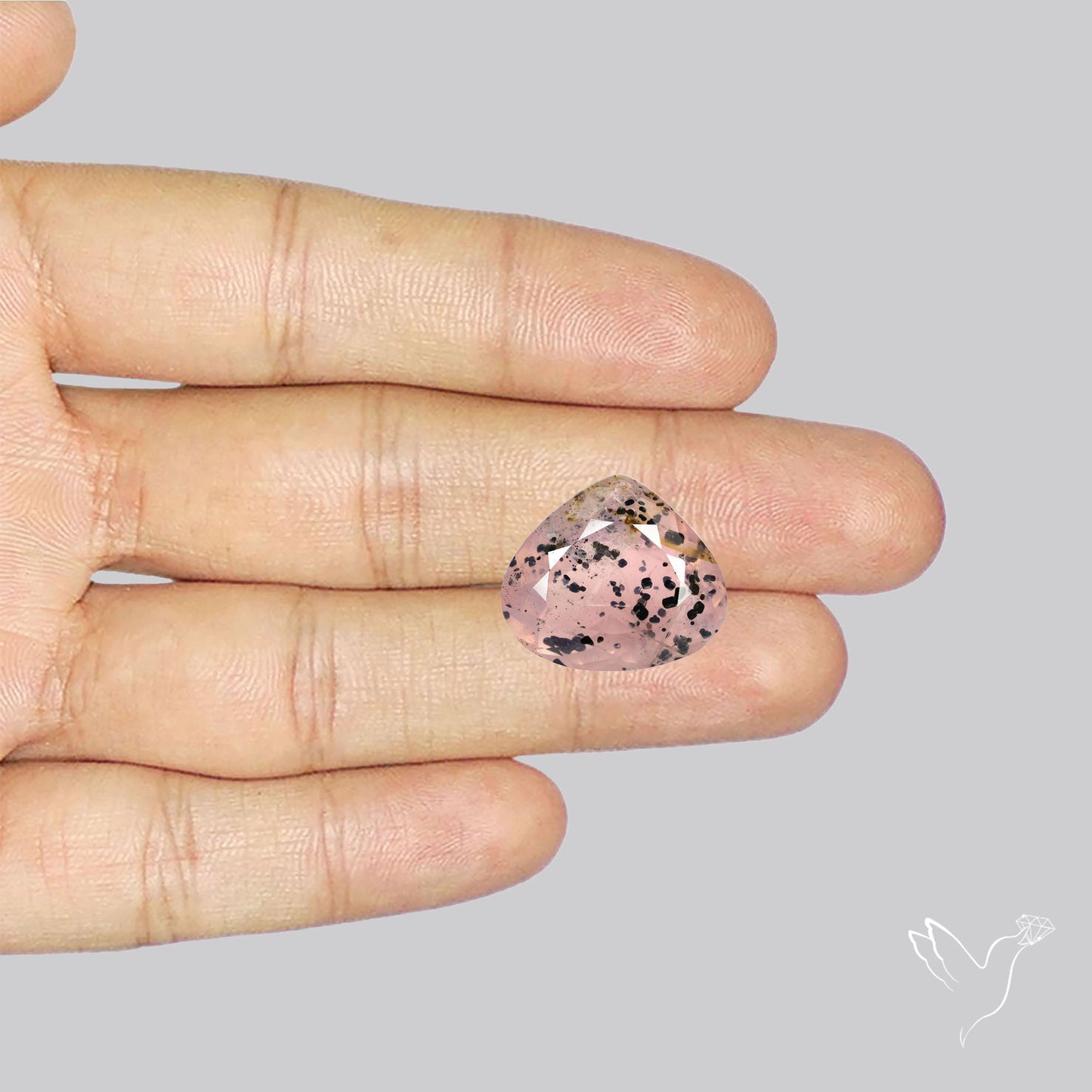 Diopside in Rose Quartz Faceted Fine Gemstone