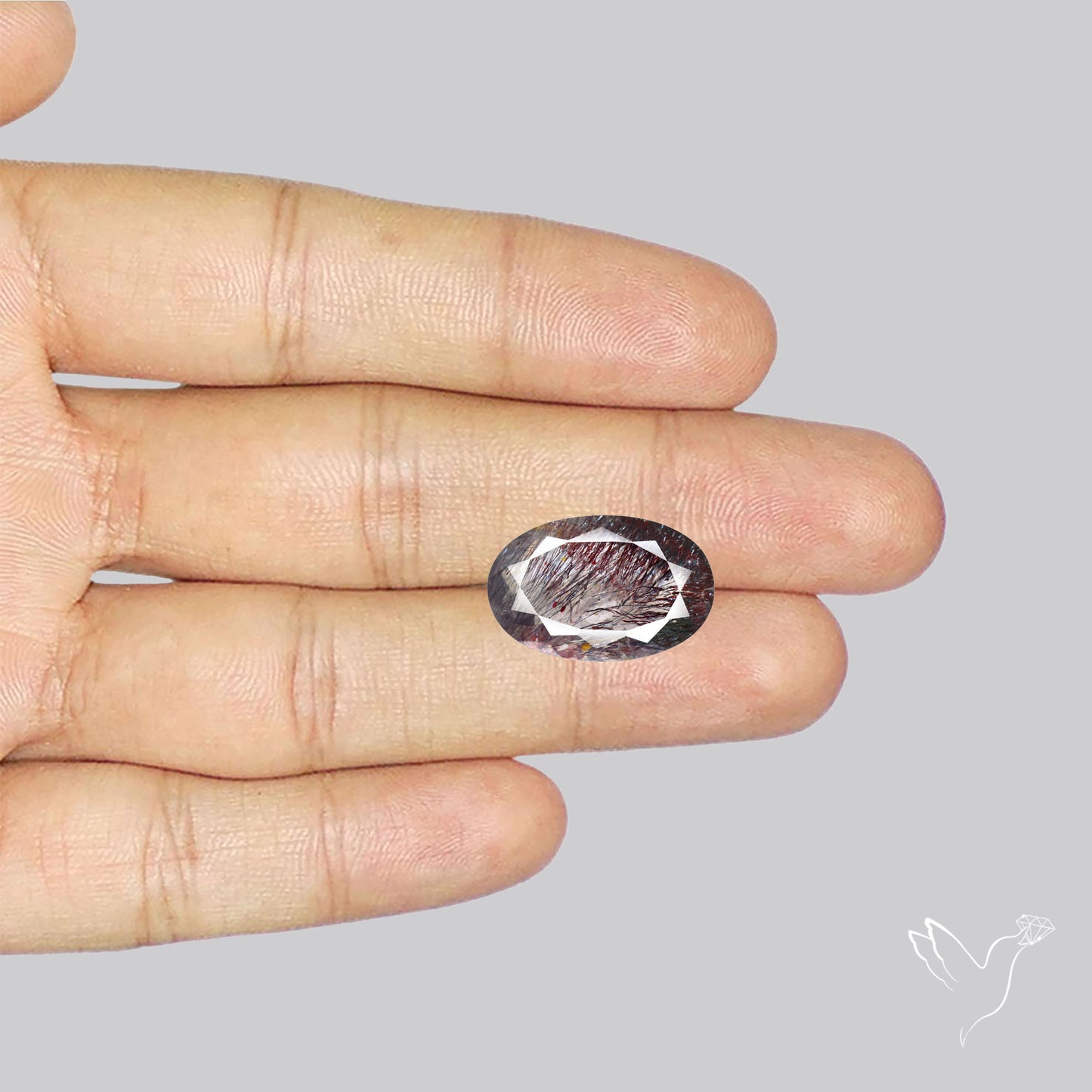 Lepidocrocite and Goethite In Quartz Faceted Fine Gemstone