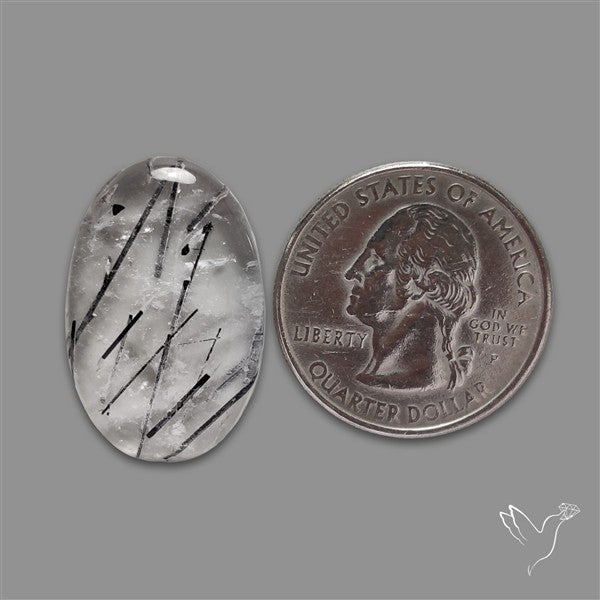 Black Tourmalinated Quartz Cabochon
