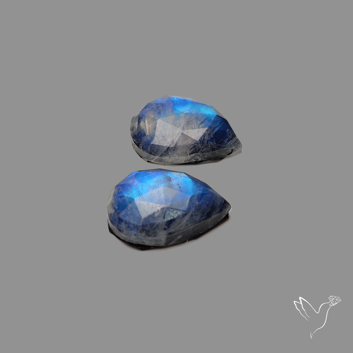 Rose Cut Rainbow Moonstone Pair