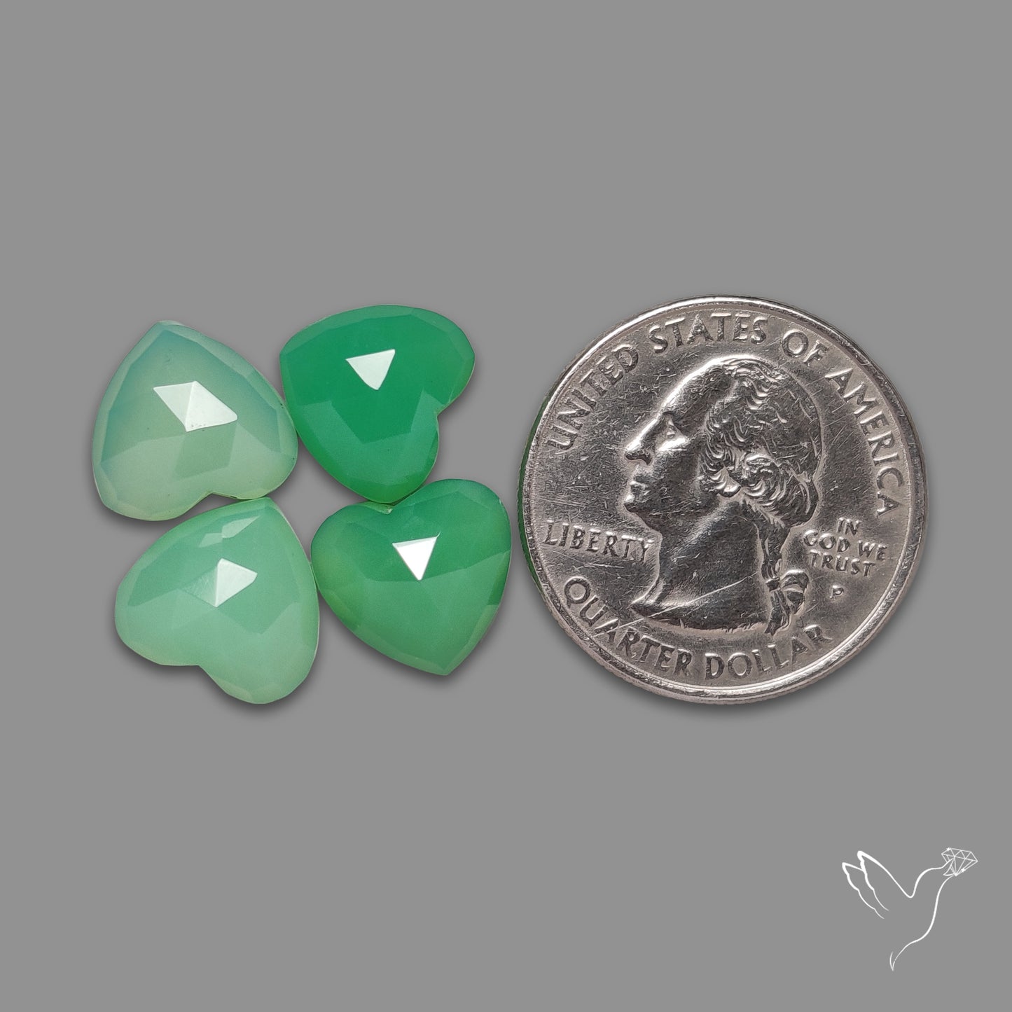 Rose Cut Gemmy Chrysoprase Hearts Lot