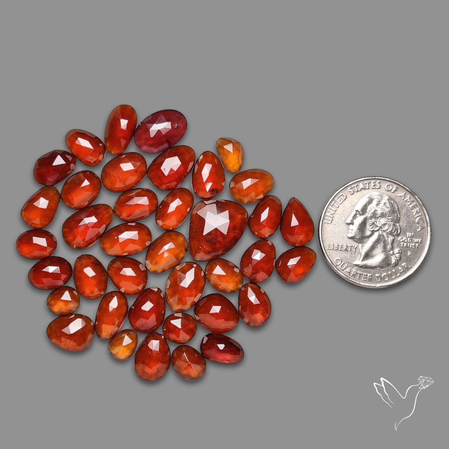 Rose Cut Hessonite Garnet Lot