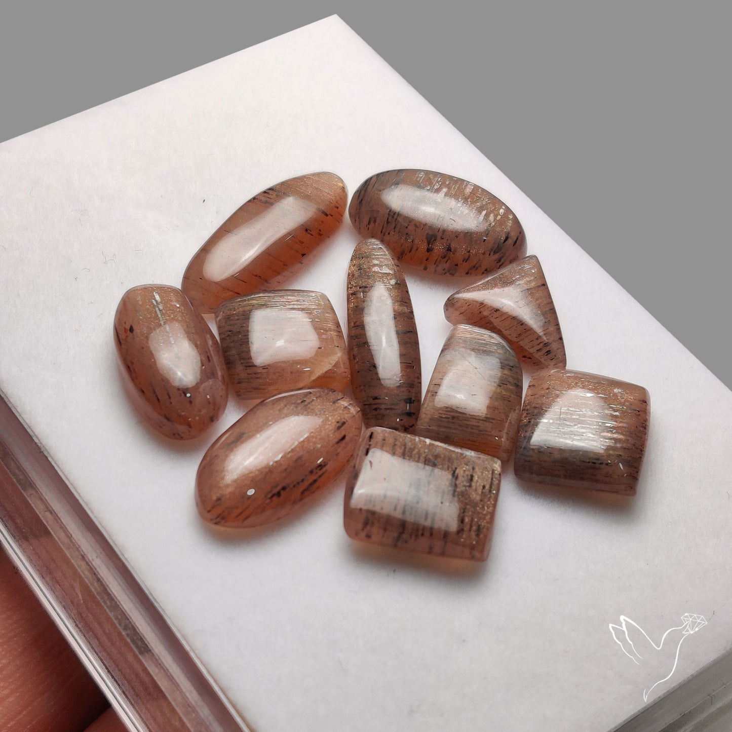 Confetti Black Sunstone Cabochons Lot