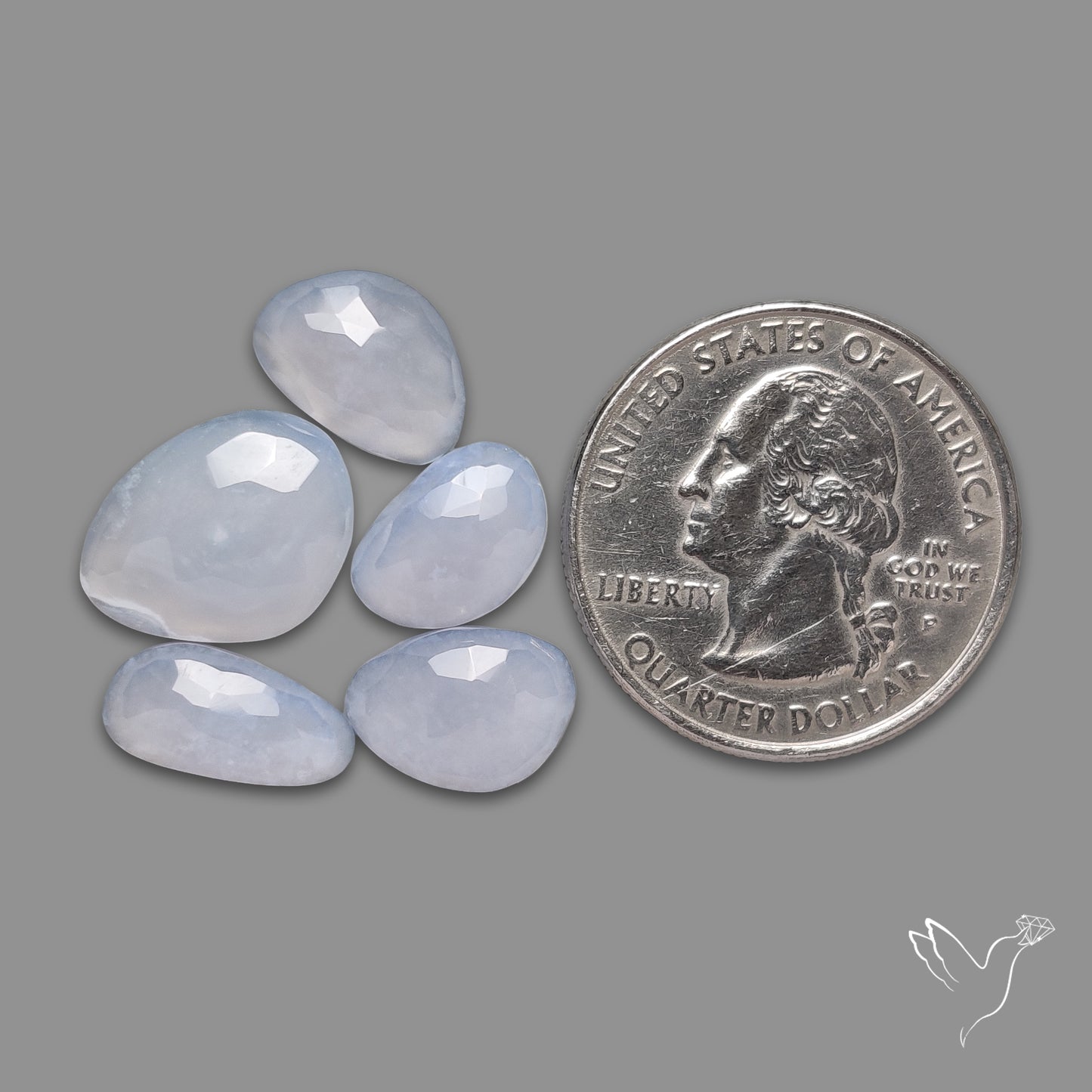 Rose Cut Namibian Blue Chalcedony Lot