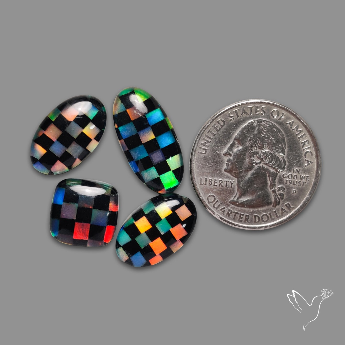 Aurora Opal And Black Onyx Inlay Checker Doublets Lot