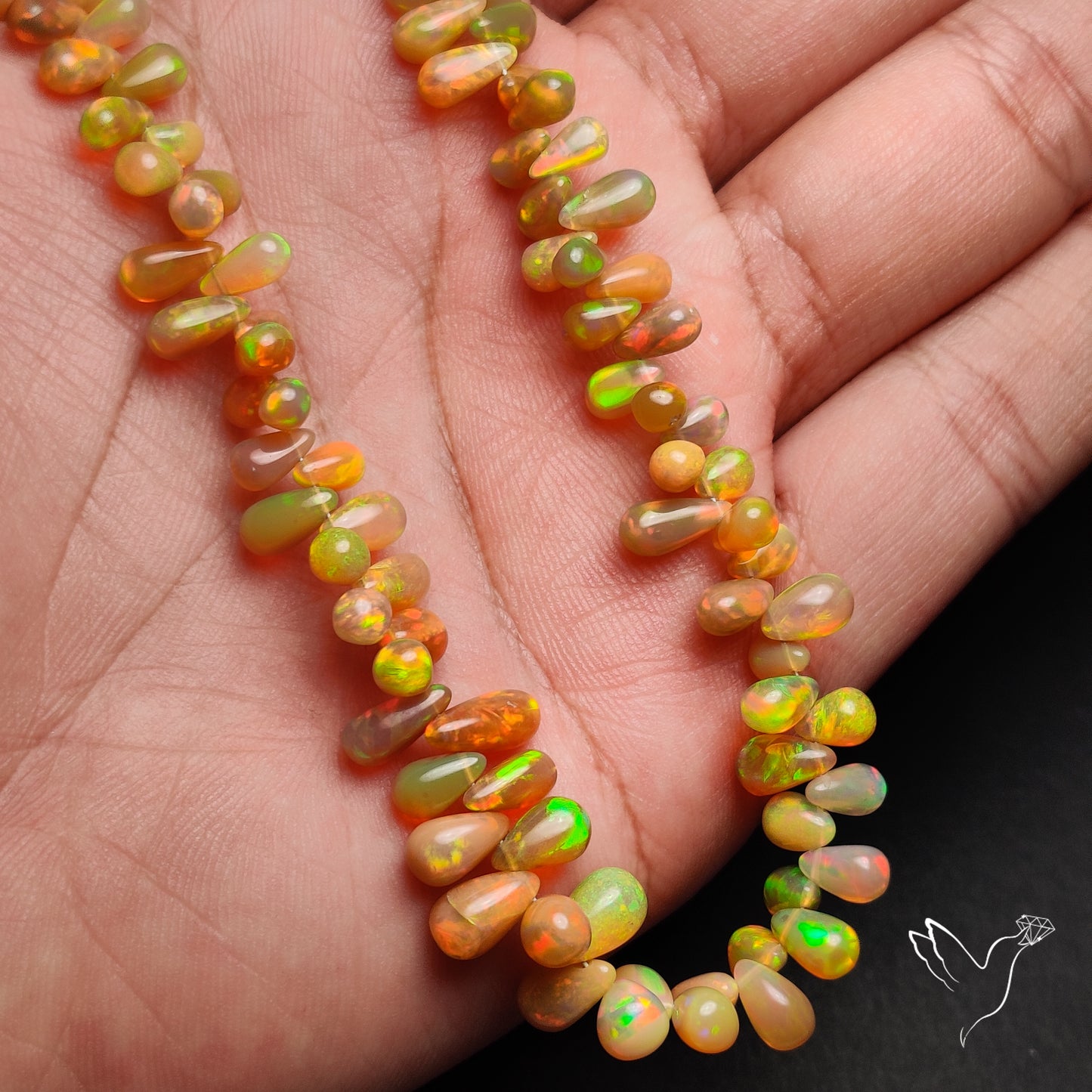 AAA Natural Dark Ethiopian Opal Drops Beads Line