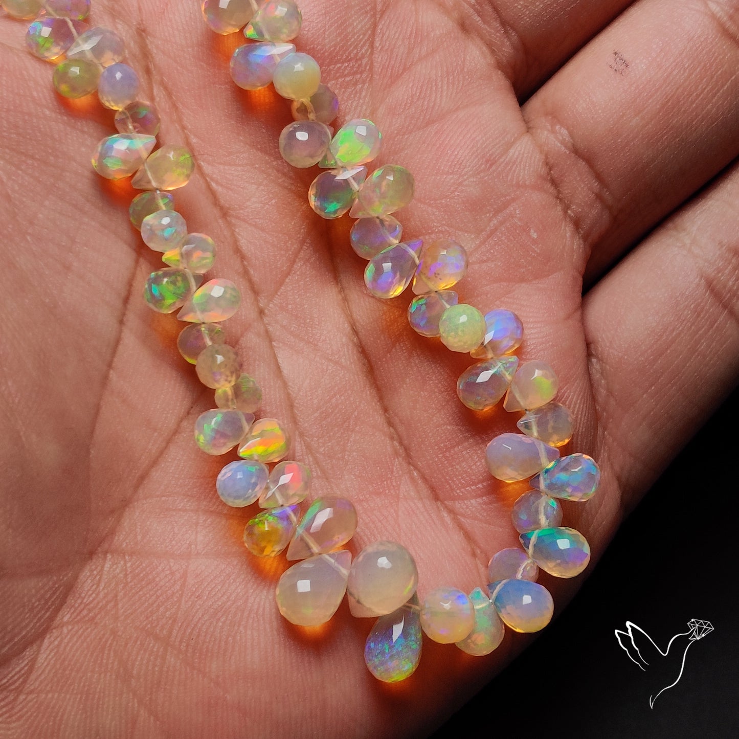 AAA Ethiopian Opal Faceted Drops Beads Line