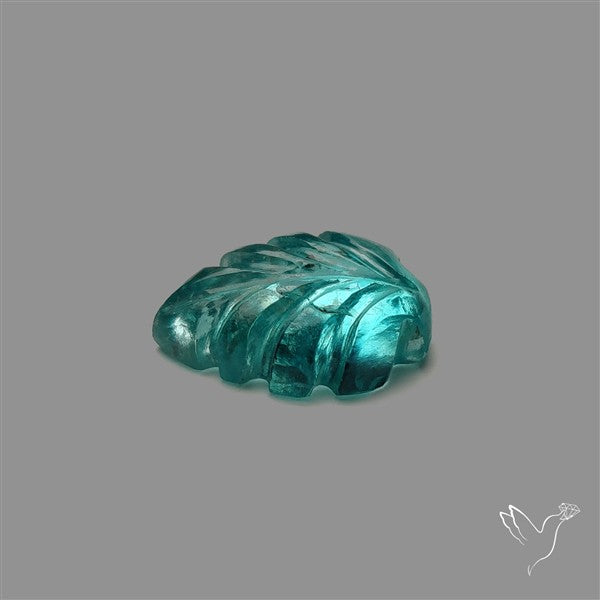 Paraiba Blue Apatite Leaf Carving