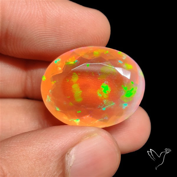 Faceted Large Ethiopian Opal Naturally Orange Gem AAA