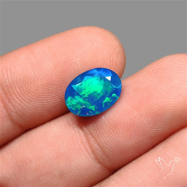 Faceted Paraiba Blue Ethiopian Opal Treated AAA