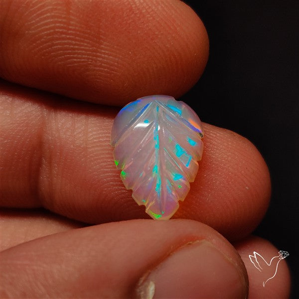 Ethiopian Welo Opal Leaf Carving