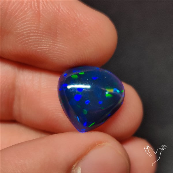AAA Ethiopian Black Opal Cabochon Smoked Natural Blue Sheen