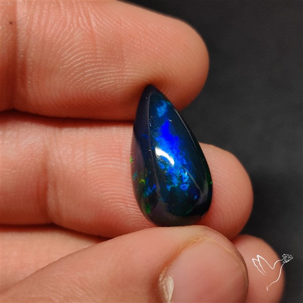 AAA Ethiopian Black Opal Cabochon Smoked Natural Blue Sheen