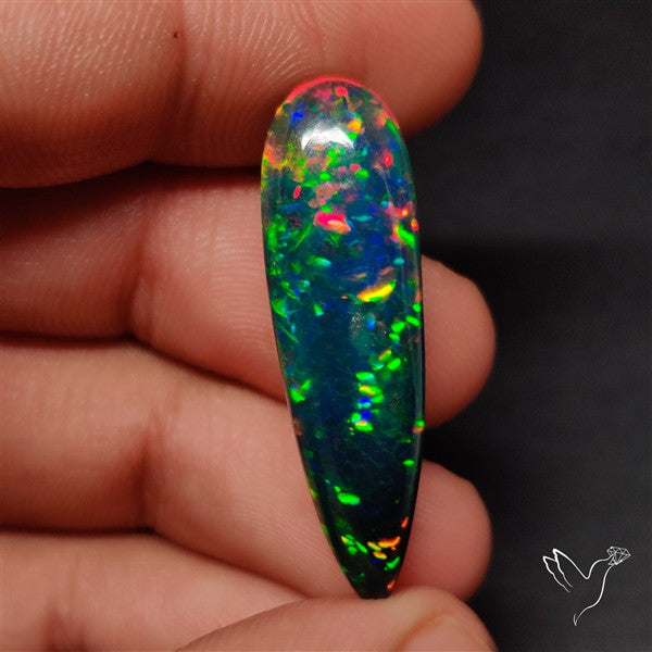 AAA Ethiopian Black Opal Cabochon Smoked
