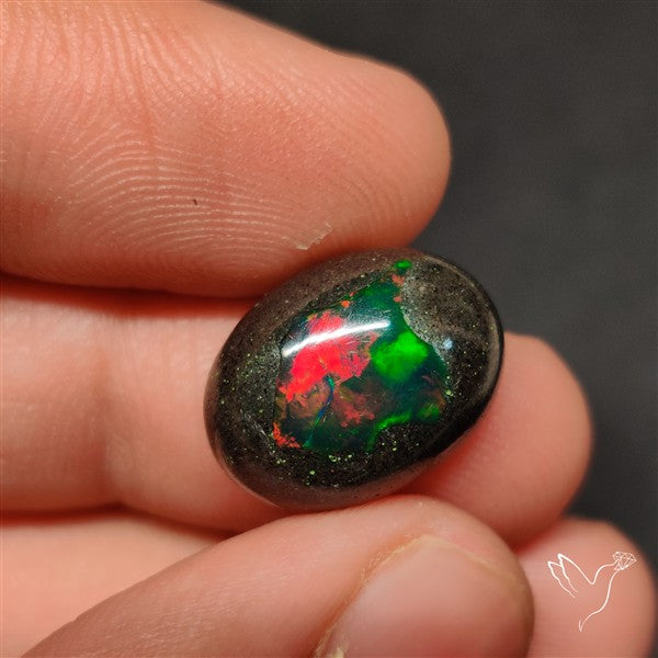 Boulder Galaxy Ethiopian Black Opal Inlay Cabochon