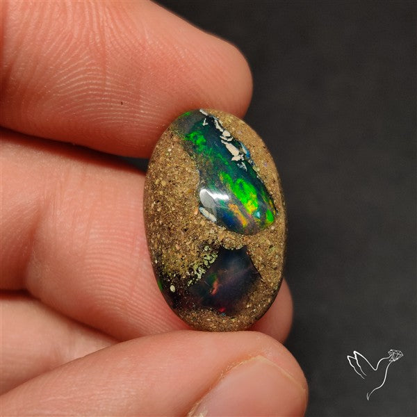 Boulder Galaxy Ethiopian Black Opal Inlay Cabochon