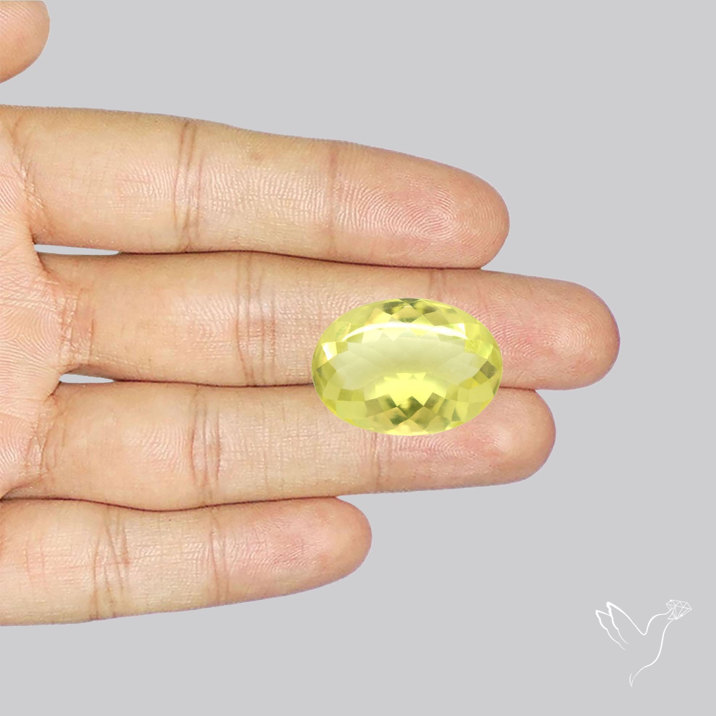 Buff Top Faceted Green Gold Lemon Quartz