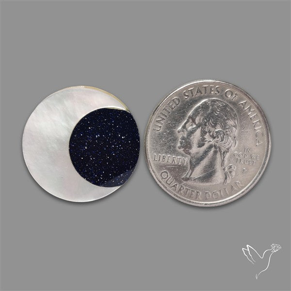 Blue Goldstone Inlay Mother Of Pearl Moon Carving