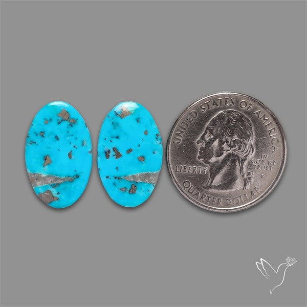 Rare Campitos Mines Turquoise Pair with Pyrite Inclusion