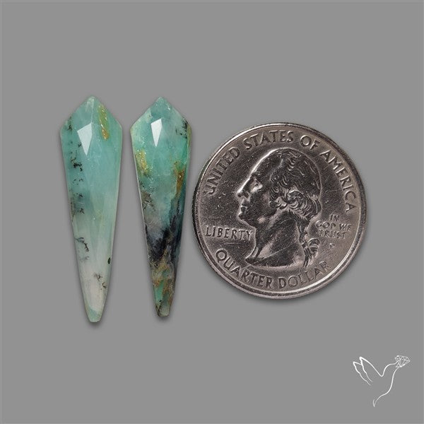 Rose Cut Peruvian Blue Opal Pair