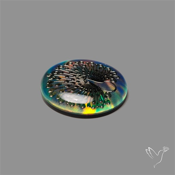 Gilded Peacock inlay in Aurora Opal