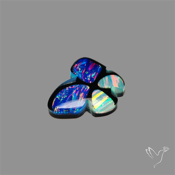 Aurora Opal Inlay Black Onyx Butterfly Carving
