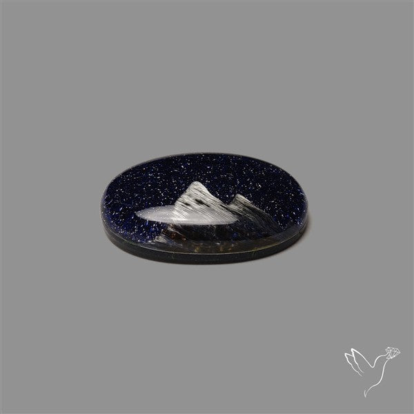Mother Of Pearl Mountain Inlay Black Onyx Doublet