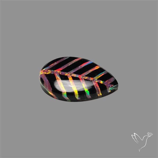Aurora Opal Inlay Black Onyx Leaf Doublet