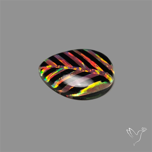 Aurora Opal Inlay Black Onyx Leaf Doublet