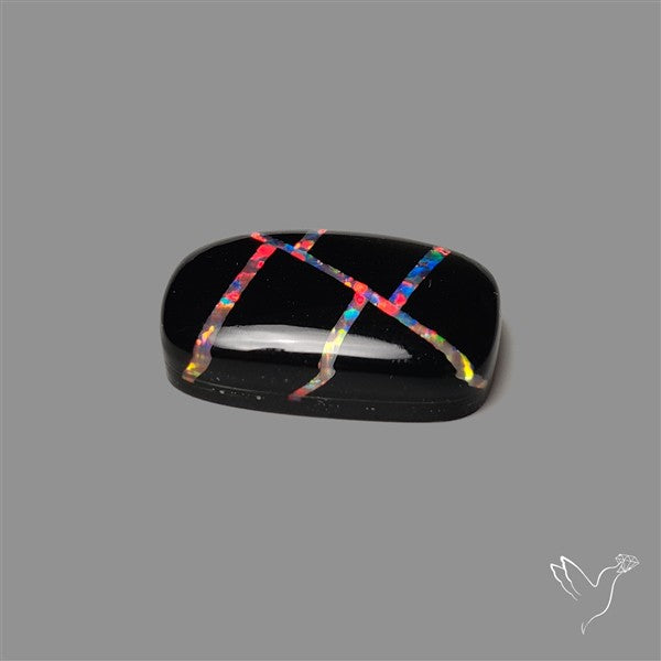 Aurora Opal Inlay Black Onyx Doublet