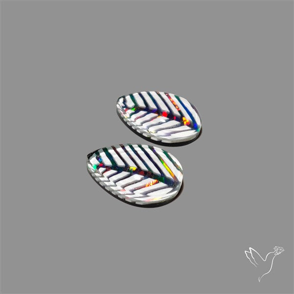 Aurora Opal Inlay White Agate Leaf Doublets Pair