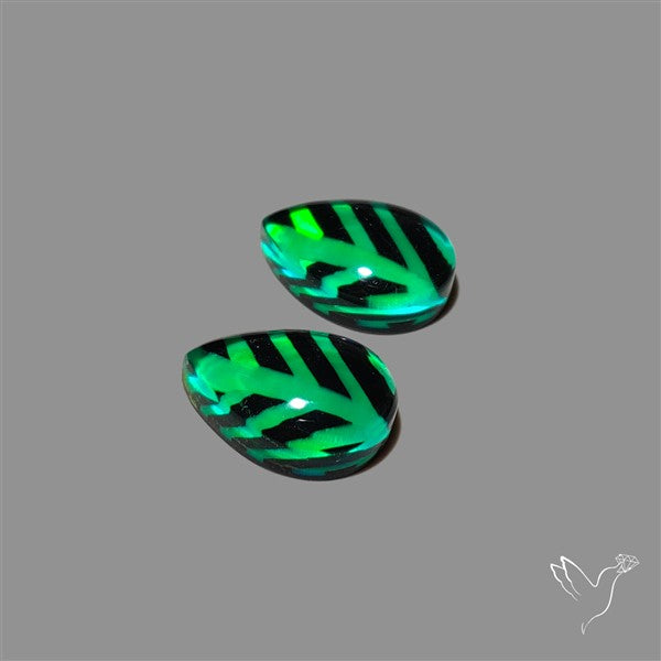 Aurora Opal Inlay Black Onyx Leaf Doublets Pair