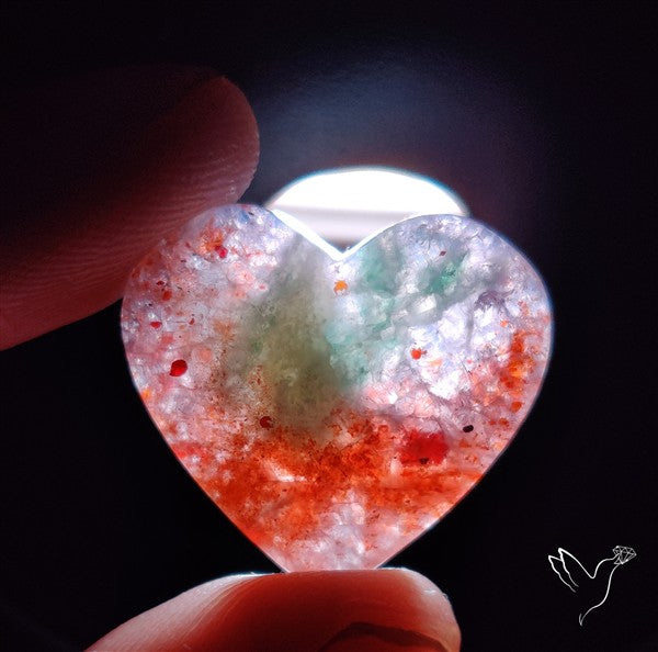 Bloodshot Iolite Sunstone Heart Cabochon