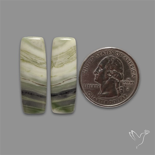 Green Serpentine Cabochons Pair