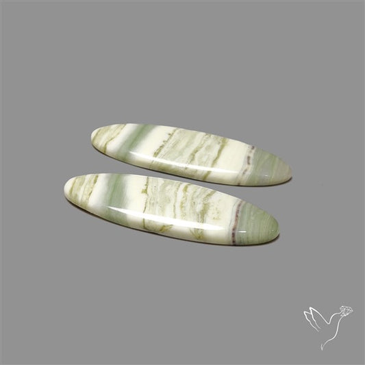 Green Serpentine Cabochons Pair