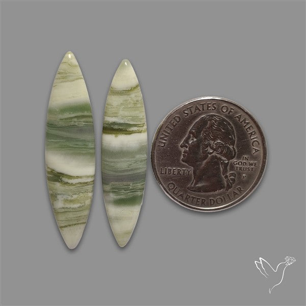 Green Serpentine Cabochons Pair